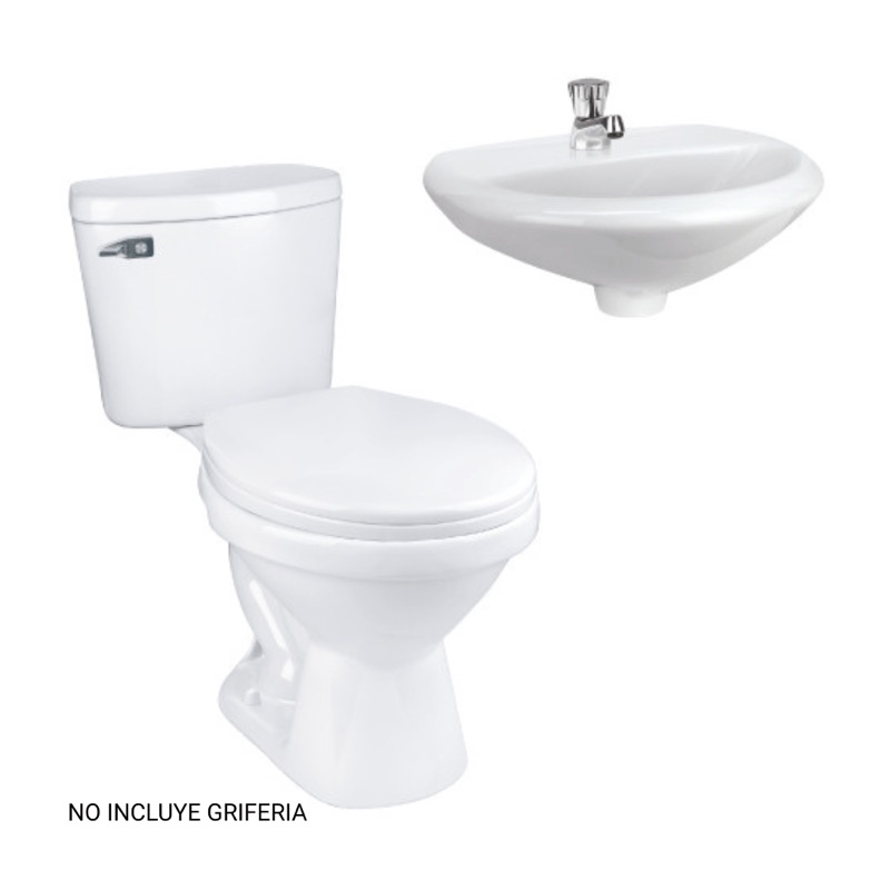 Inodoro 2 Piezas Trebol Blanco Rapid Jet Universal + Lavatorio Eco