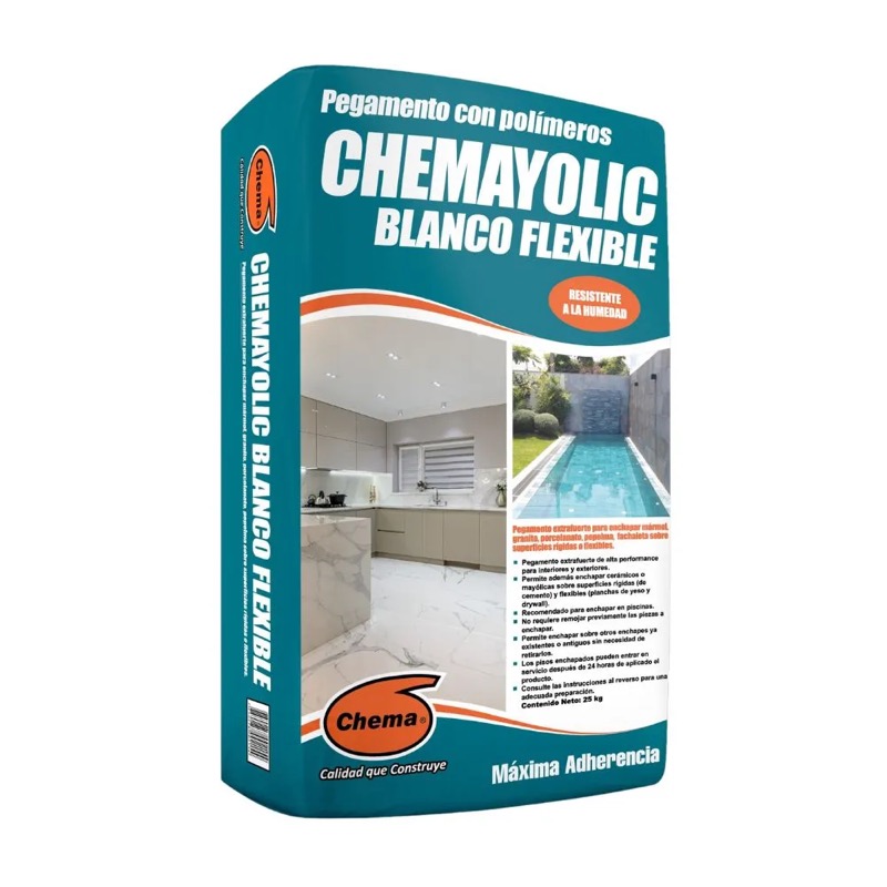 Pegamento Cemento Chema Chemayolic Flexible Blanco 25kg