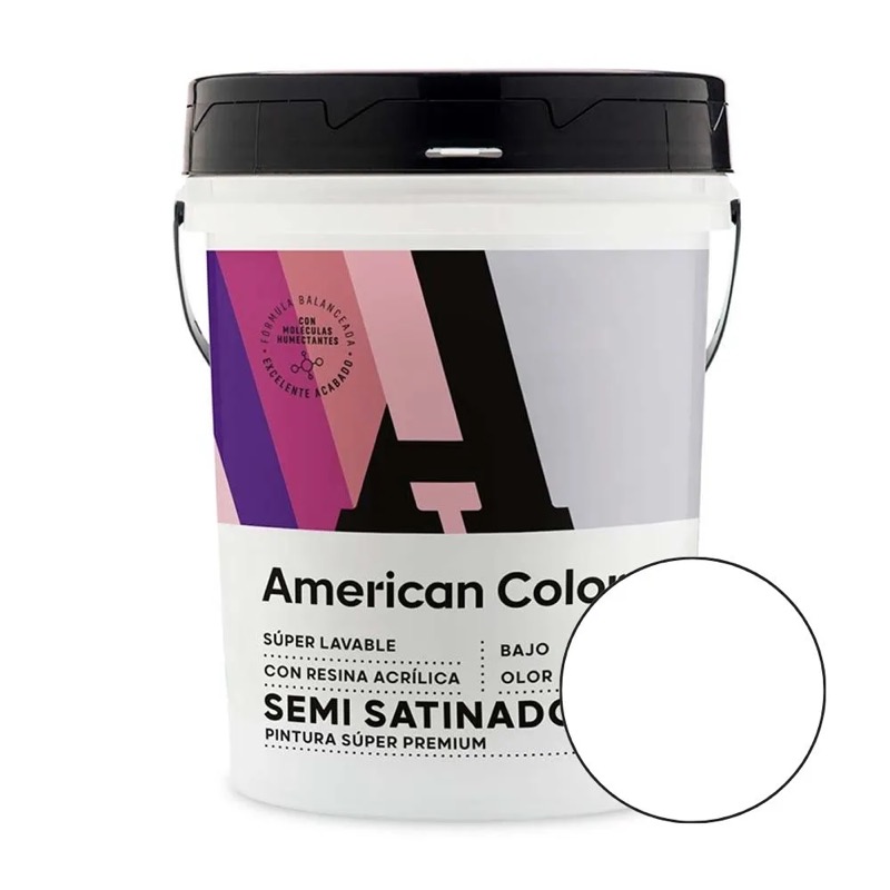 Pintura American Colors Semi Satinado Blanco 4 galones