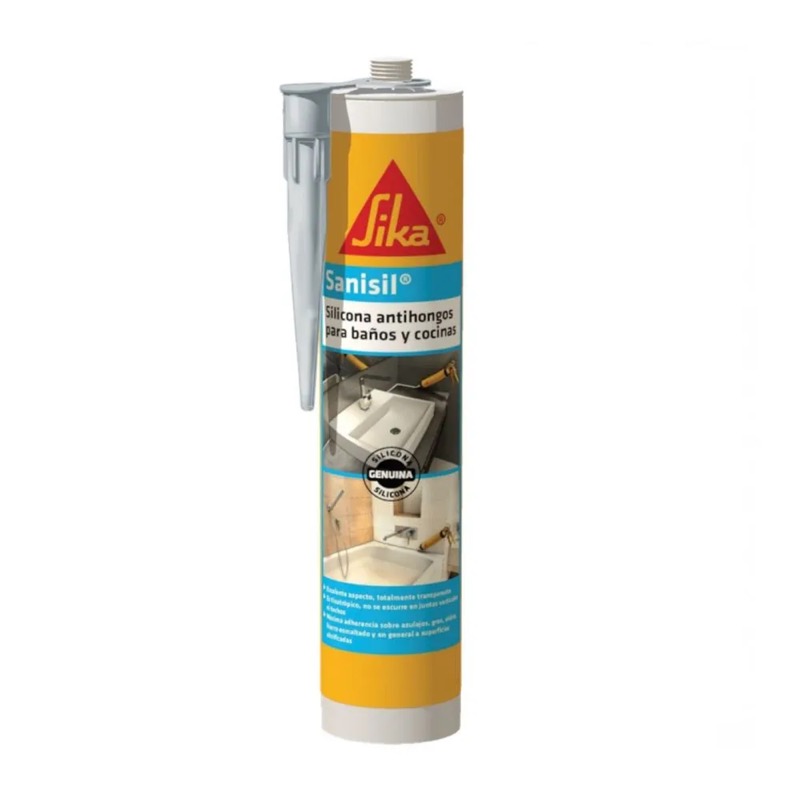 Silicona Sanisil Transparente 280ml Resistente al Moho Sika