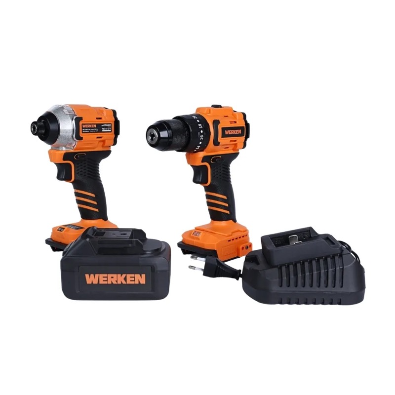 Taladro Percutor 20V 45Nm + Atornillador de Impacto 230Nm Brushless Werken