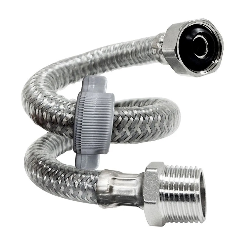 Tubo de Abasto Aluminio Metusa Reforzado PVC 1/2''x1/2''x40cm Plata